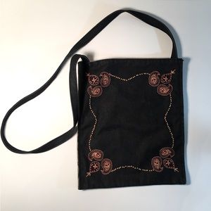 Gap Denim Paisley Embroidered Tote Style Purse